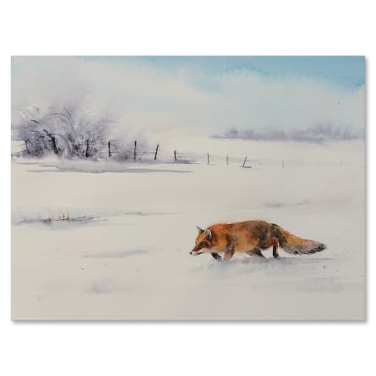 Designart - Red Fox Running In White Snow I